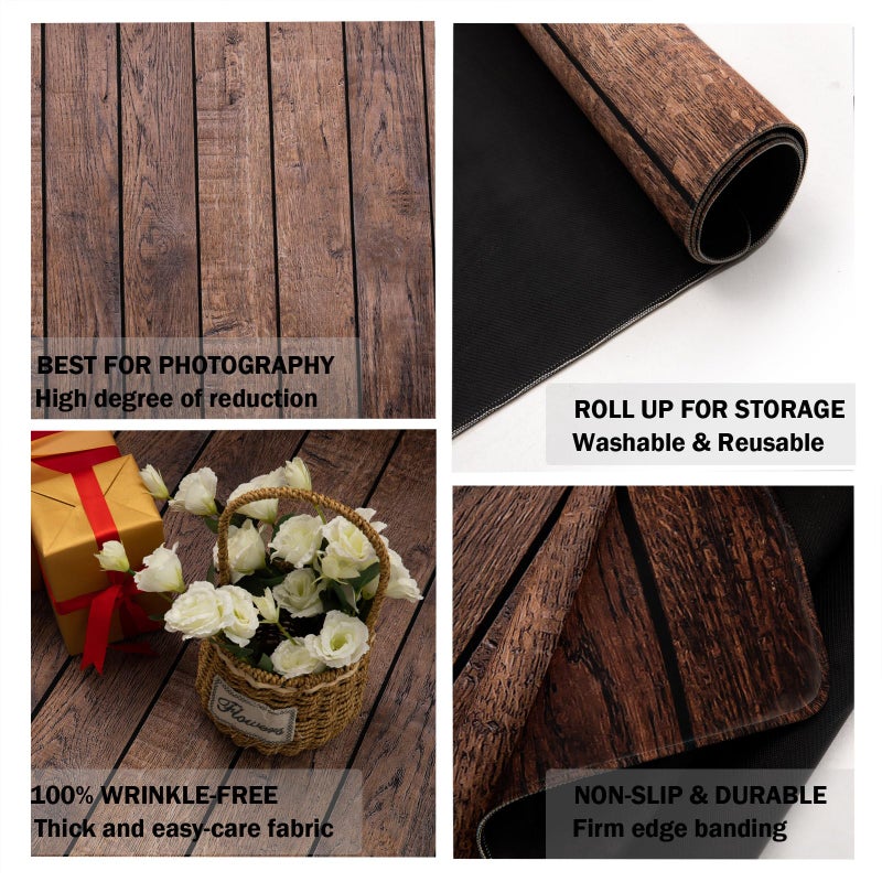 Kate Photography Floor Mats Brown Wood Flooring Mat Newborn Photography Drops Rubber Floor Mat Backdrop for Professional Photographers Studio 5x4ft - Image 5